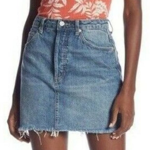 Free People Dresses & Skirts - SOLD! Free People Denim Mini Skirt Rugged Blue